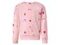 Roze sweatshirt met ijsjes, donuts en regenboogprint.