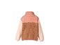 Color block teddy fleecejack in roze, bruin en crème