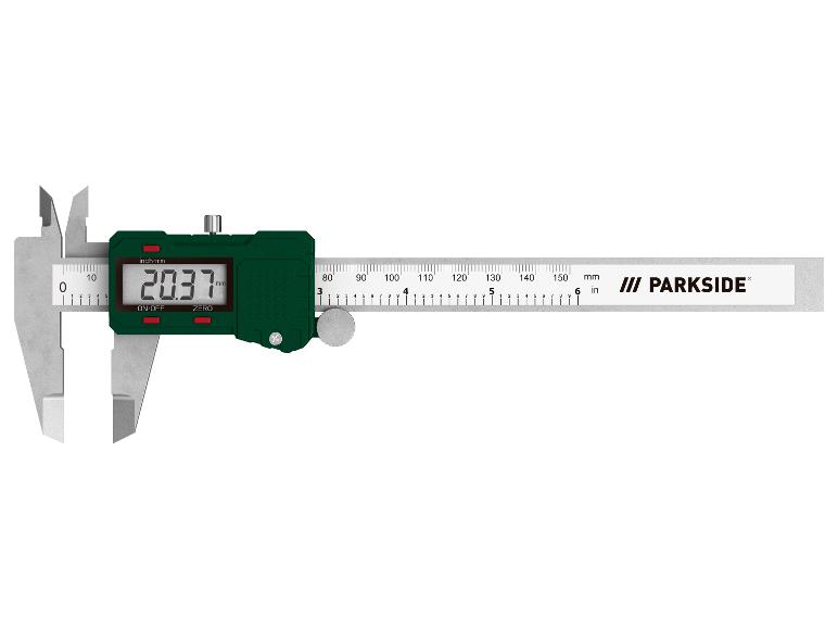 PARKSIDE digitale schuifmaat met weergave van 20,37 mm.