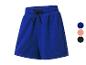 Blauwe sport shorts met trekkoord.