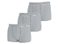 Set van drie grijze herenboxershorts met witte elastische tailleband.