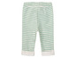 Groen-wit gestreepte babybroek met gevouwen zoom.