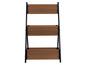 Een houten plantenstandaard met drie planken