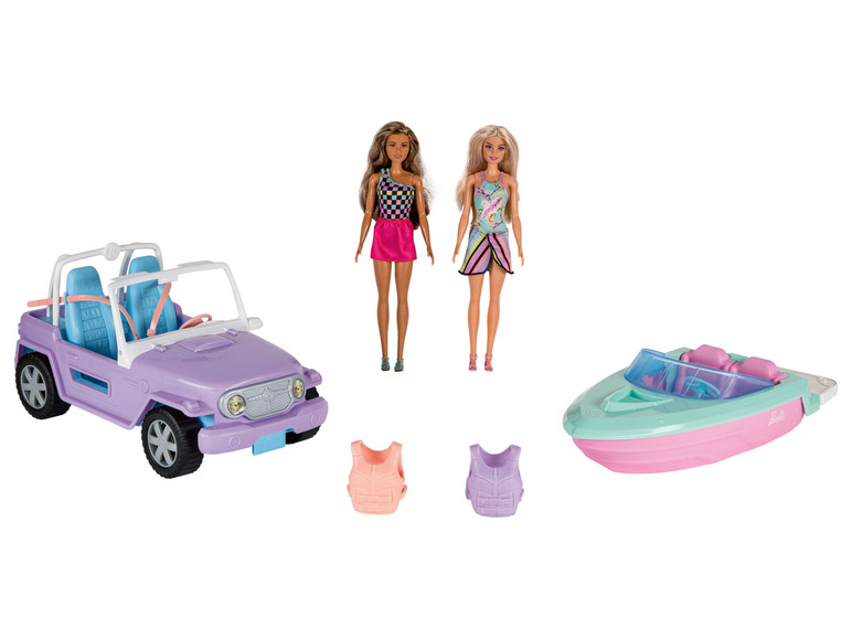 Ga naar volledige schermweergave: Barbie Cadeauset, met 2 poppen, boot en jeep - afbeelding 2