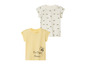 Twee baby t-shirts, één met bijenprint en één met 'Bee Happy Forever' tekst.