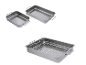 SILVERCREST® roestvrijstalen braadsledes, één met rooster en twee zonder.
