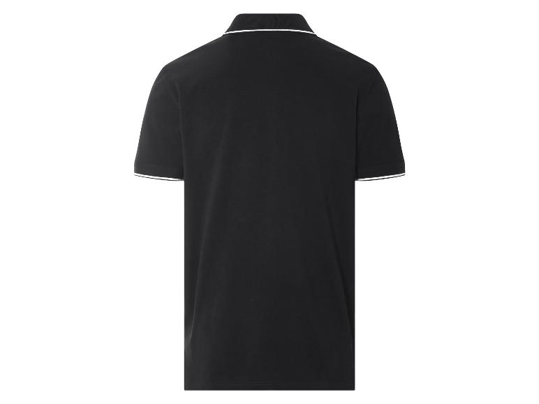 Zwart poloshirt met witte boord.
