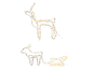 Kerstverlichting decoraties: staand hert en hert met slee.
