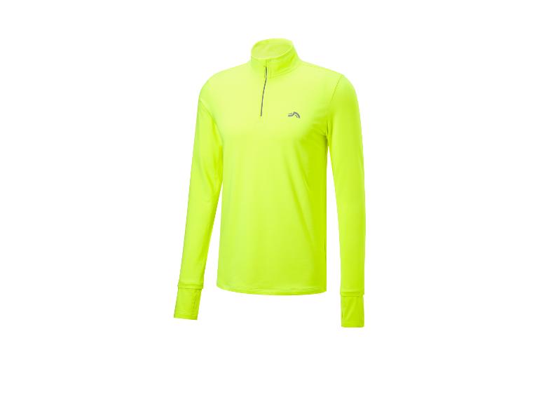 Neongele sportshirt met lange mouwen en korte rits.