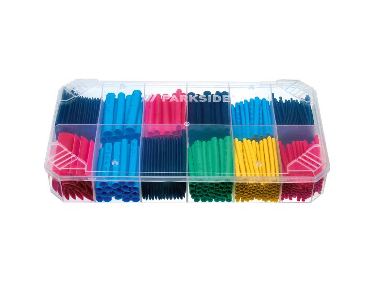 Parkside krimpkousen assortiment: blauw, roze, zwart, groen en geel.