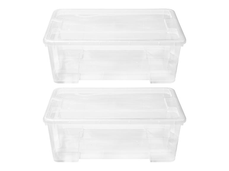 Twee transparante plastic opbergdozen met deksels