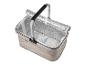 Opvouwbare beige koeltas met aluminium handvat en zilveren isolerende binnenkant.