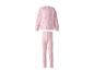 Roze meisjespyjama set met strikjespatroon sweatshirt en geribbelde lange broek.