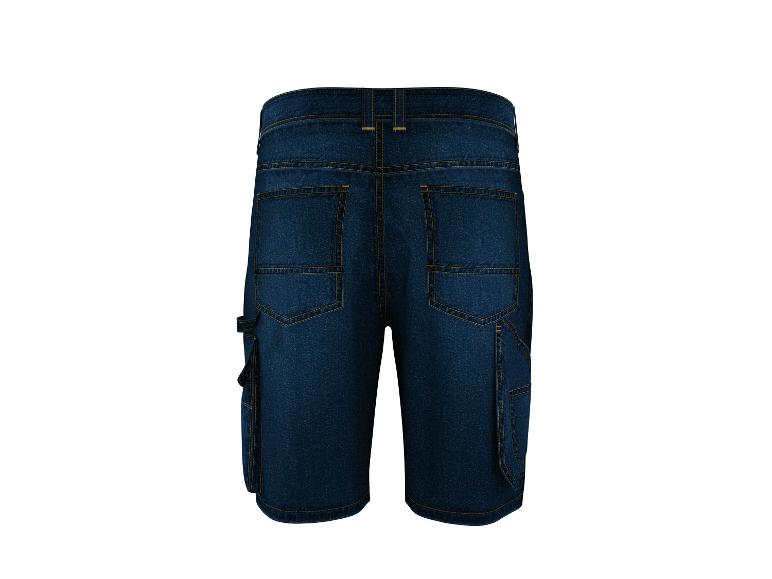 Donkerblauwe denim shorts, achterkant