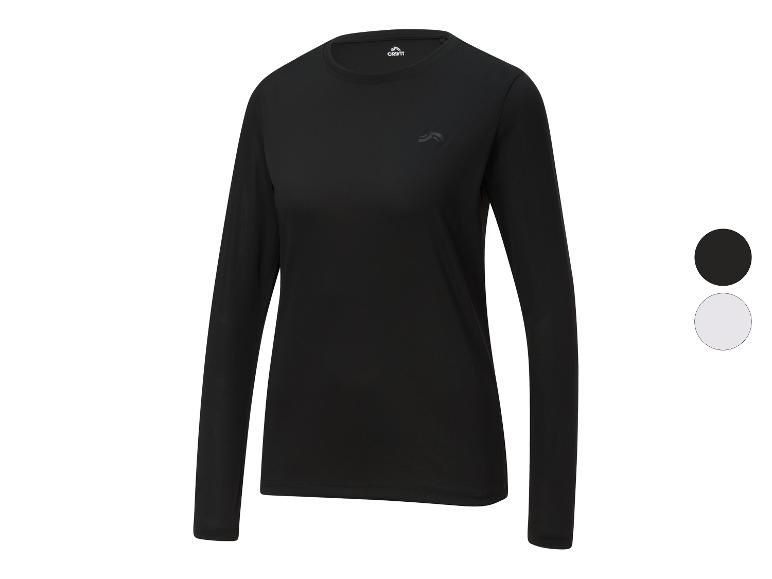 Crivit dames longsleeve shirt, zwart en grijs.