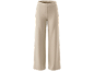 Beige damesbroek met wijde pijpen en elastische tailleband
