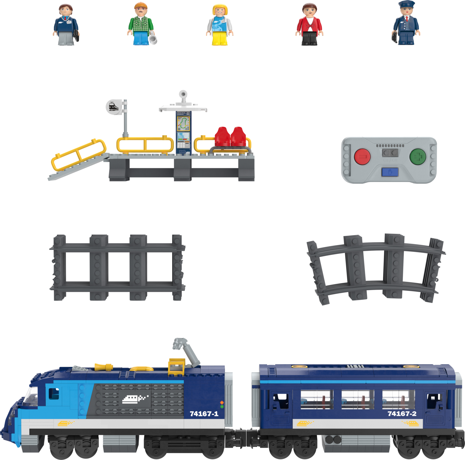 LUPILU Bouwstenenset met bestuurbare trein (Passagierstrein)