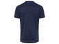 Een donkerblauw T-shirt met korte mouwen.