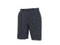 Donkerblauwe herenshort met geweven patroon, knoopsluiting en riemlussen.