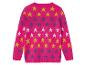 Een roze trui met gele en paarse sterren