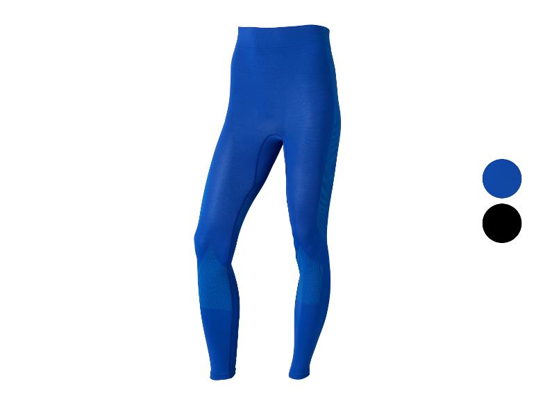 Blauwe sportlegging met zwarte en blauwe kleurstalen.