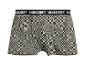 Boxershorts met pixelachtig ruitpatroon en tailleband met tekst.