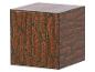 Houten kubus met een bruinrood nerfpatroon.