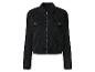 Zwart denim jack met rits.