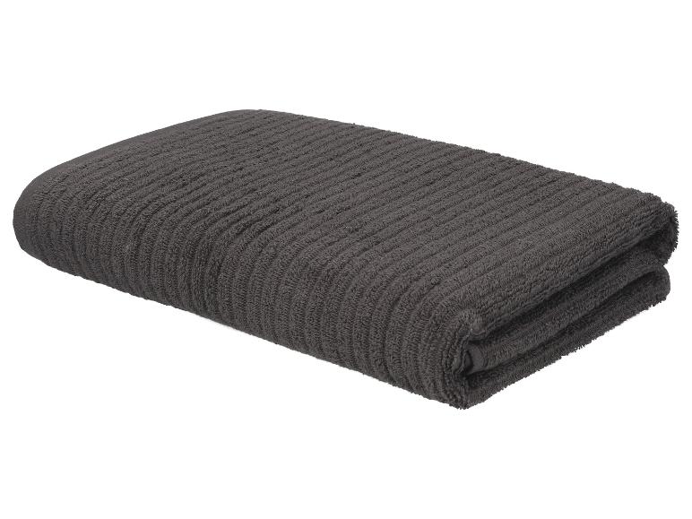 Gevouwen donkergrijze geribbelde handdoek