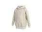 Beige hoodie met kangoeroezak en geribde manchetten en zoom.
