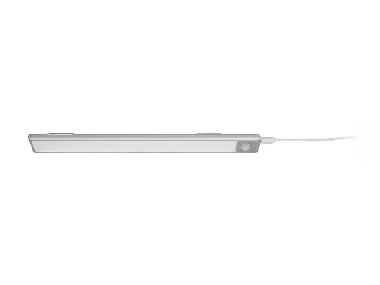 Zilveren LED-lichtbalk met bewegingssensor en oplaadkabel