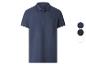 Donkerblauw poloshirt voor heren met contrasterende kraag en mouwen, verkrijgbaar in drie kleuren.