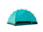 Een turquoise Grand Canyon tent, klaar voor kamperen.