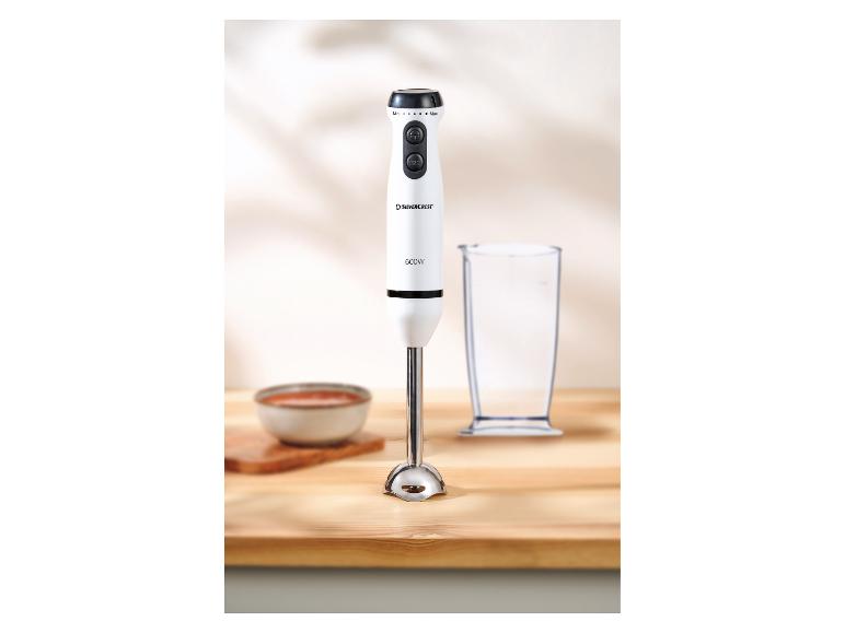 SilverCrest 600W staafmixer op een houten oppervlak.