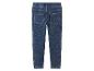 Donkerblauwe denim jeggings met elastische tailleband en twee achterzakken