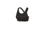 Zwarte sportbeha met gekruiste bandjes op de rug.