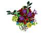 Een levendig boeket van kleurrijke bouwsteenbloemen, inclusief rood, paars, geel en groen.