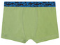 Groene boxershorts met een blauwe en zwarte band.