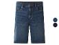 Blauwe denim shorts met gestikte details, met twee kleuropties.
