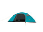 Een turquoise Grand Canyon-tent met een open ingang.