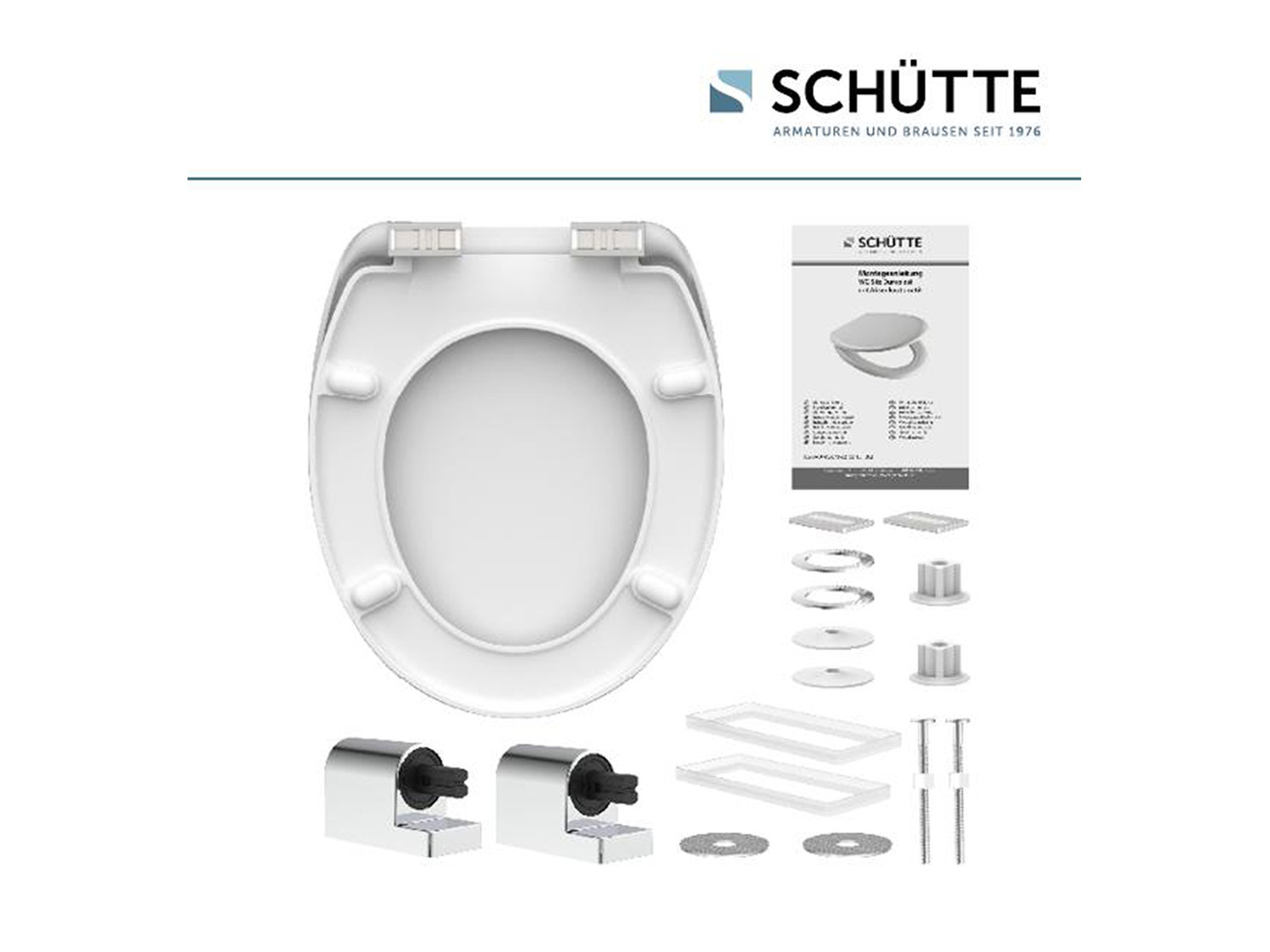 SCHÜTTE Slim Black Toilet Seat, Duroplast Toilet Seat with Soft-Close