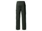 Donkergroene cargo broek met elastische tailleband.