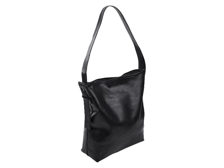 Zwarte leren schoudertas.
