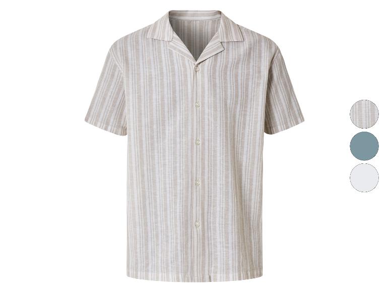 Kort mouw overhemd met strepen, casual stijl.