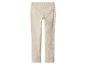 Beige corduroy broek met achterzakken en riemlussen.