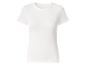 Wit geribbeld dames T-shirt met korte mouwen en ronde hals.