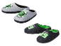 Minecraft pantoffels voor kinderen, grijs en zwart.