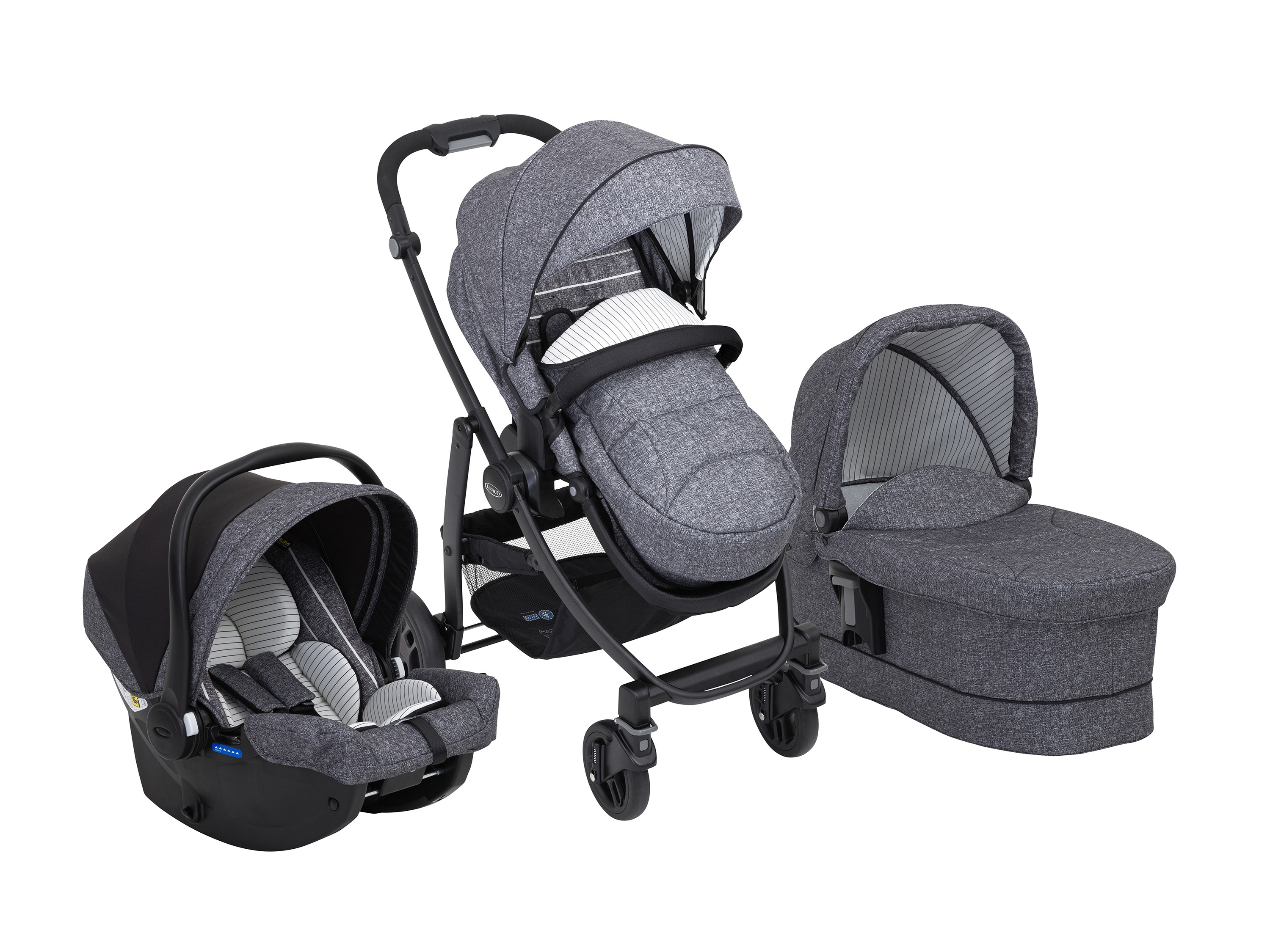 GRACO 3-in-1 kinderwagen set, met reiswieg en autostoeltje.