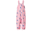 Roze waterdichte kinderoveralls met blauwe Stitch-karakterprint en bloemenpatroon