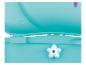 Turquoise kinder wc-brilverkleiner met stervormige knop.